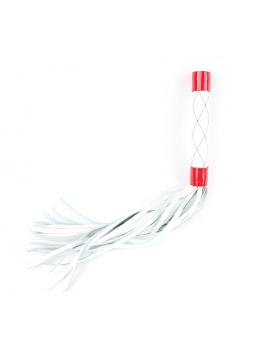 Бело-красная плеть средней длины с ручкой - 44 см. - БДСМ Арсенал - купить с доставкой в Волгограде