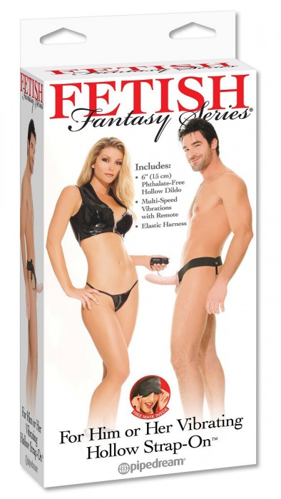 Полый страпон унисекс телесного цвета с вибрацией For Him or Her ​Vibrating Hollow Strap-On - 15 см. - Pipedream - купить с доставкой в Волгограде