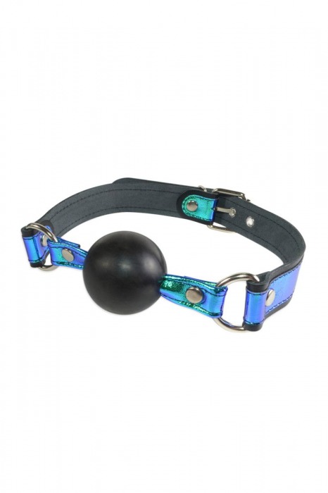 Кляп-шарик на чёрно-синих ремешках - Sitabella - купить с доставкой в Волгограде