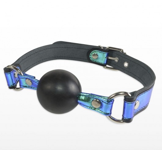 Кляп-шарик на чёрно-синих ремешках - Sitabella - купить с доставкой в Волгограде