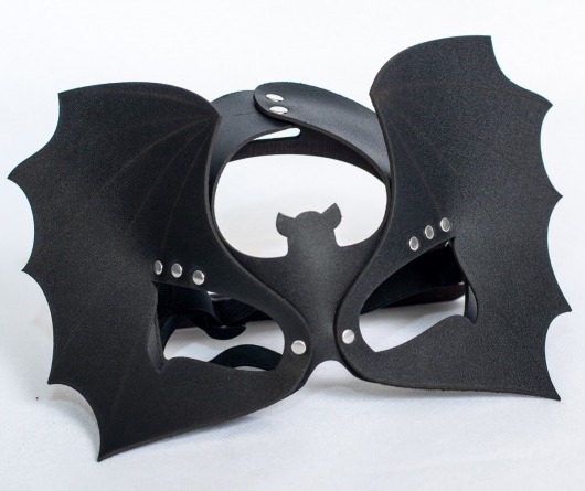 Черная кожаная маска на глаза  Летучая мышь - Sitabella - купить с доставкой в Волгограде