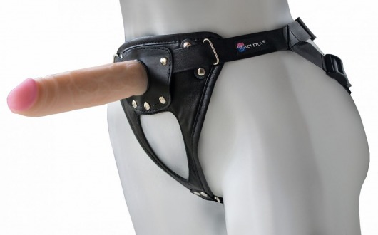 Черный пояс-трусики с насадкой  Soft-Принц  - 17 см. - LOVETOY (А-Полимер) - купить с доставкой в Волгограде