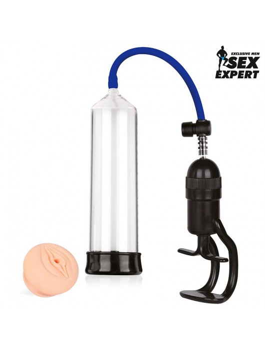 Прозрачная вакуумная помпа с ручным поршнем - Sex Expert - в Волгограде купить с доставкой