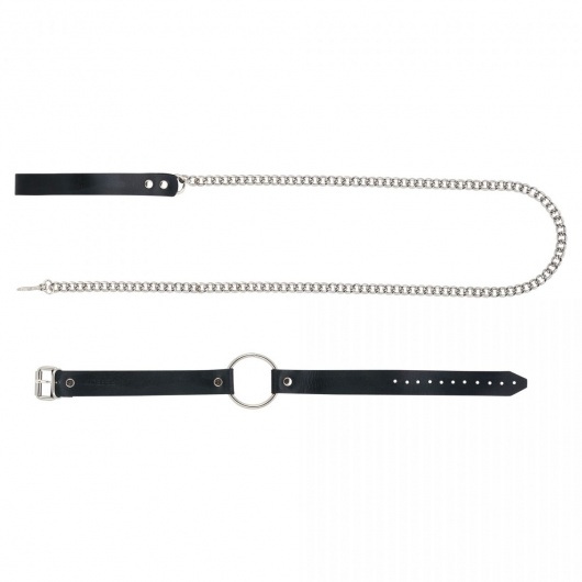 Черный поводок и чокер с кольцом Rada - Rebelts - купить с доставкой в Волгограде