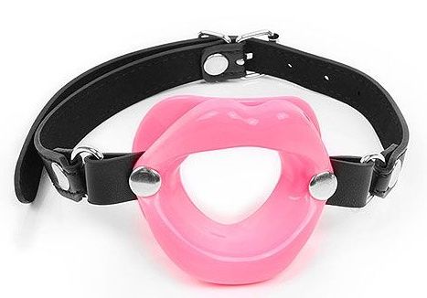 Розовый кляп-губки на черном ремешке - Notabu - купить с доставкой в Волгограде