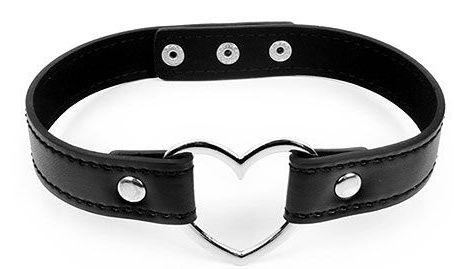 Черный ошейник с сердечком - Notabu - купить с доставкой в Волгограде