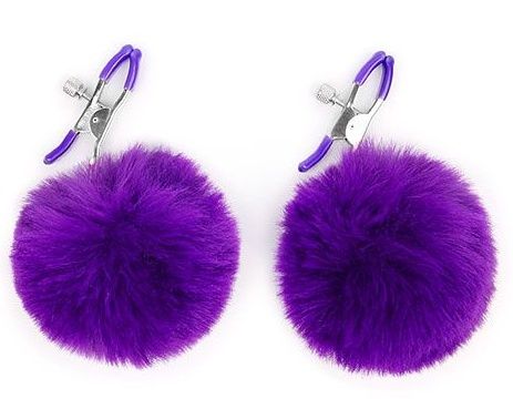 Зажимы для сосков с фиолетовым пушком - Notabu - купить с доставкой в Волгограде