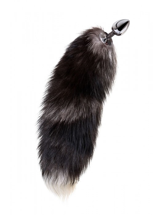 Серебристая металлическая анальная втулка с хвостом чернобурой лисы - размер S - ToyFa - купить с доставкой в Волгограде