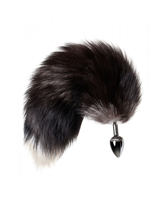 Серебристая металлическая анальная втулка с хвостом чернобурой лисы - размер S - ToyFa - купить с доставкой в Волгограде