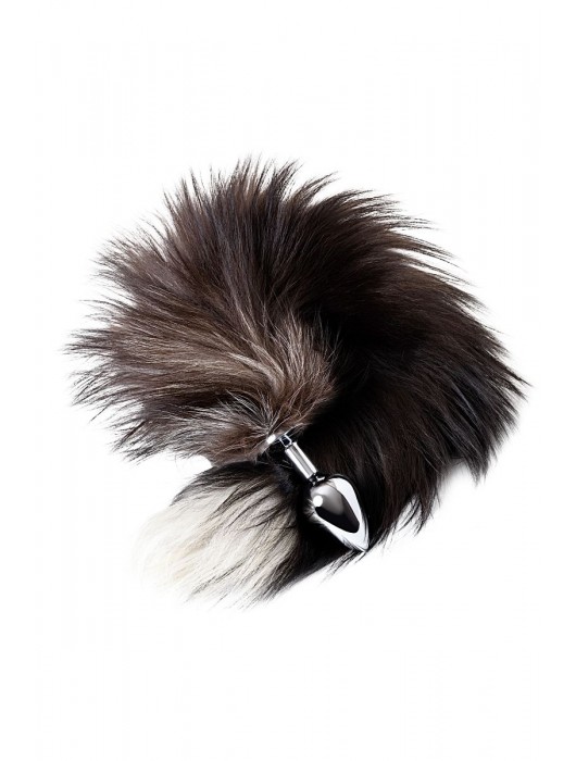 Серебристая металлическая анальная втулка с хвостом чернобурой лисы - размер S - ToyFa - купить с доставкой в Волгограде