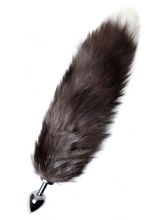 Серебристая металлическая анальная втулка с хвостом чернобурой лисы - размер S - ToyFa - купить с доставкой в Волгограде