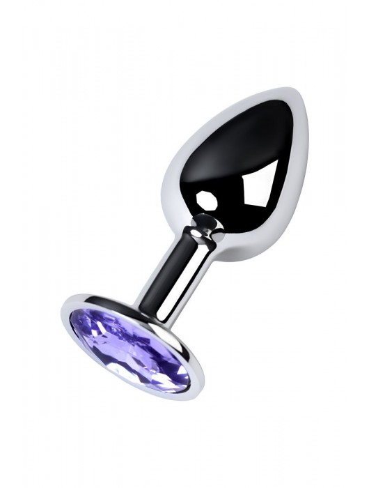 Серебристая конусовидная анальная пробка с фиолетовым кристаллом - 7 см. - ToyFa - купить с доставкой в Волгограде