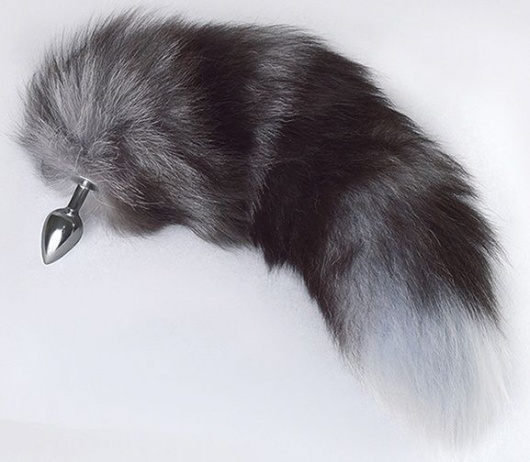 Серебристая анальная пробка с пушистым хвостом - Sitabella - купить с доставкой в Волгограде