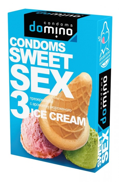Презервативы для орального секса DOMINO Sweet Sex с ароматом мороженого - 3 шт. - Domino - купить с доставкой в Волгограде