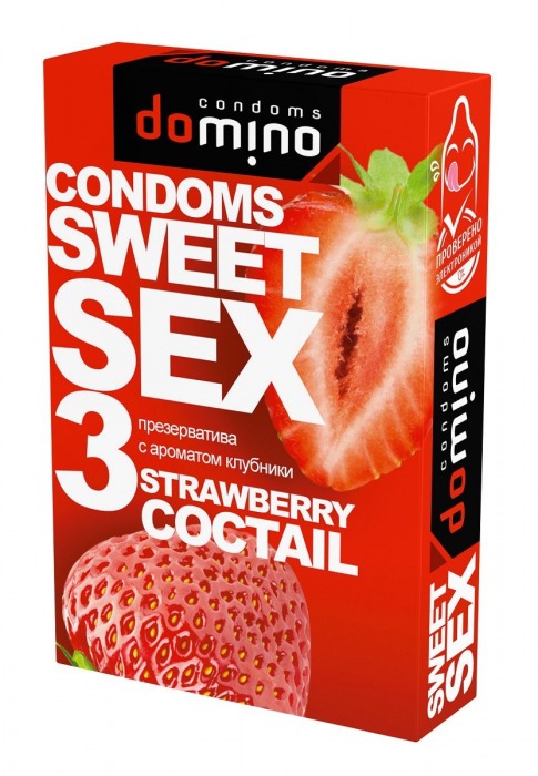 Презервативы для орального секса DOMINO Sweet Sex с ароматом клубничного коктейля  - 3 шт. - Domino - купить с доставкой в Волгограде