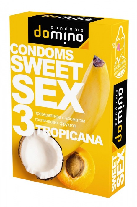 Презервативы для орального секса DOMINO Sweet Sex с ароматом тропических фруктов - 3 шт. - Domino - купить с доставкой в Волгограде