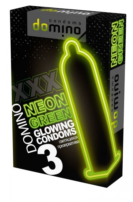 Презервативы DOMINO Neon Green со светящимся в темноте кончиком - 3 шт. - Domino - купить с доставкой в Волгограде