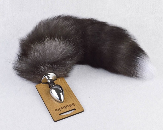 Серебристая анальная пробка с пушистым хвостиком - Sitabella - купить с доставкой в Волгограде