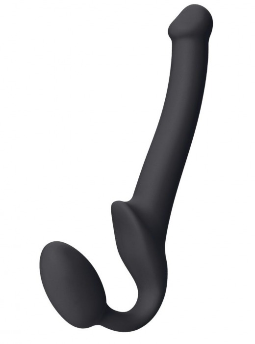 Черный безремневой страпон Silicone Bendable Strap-On S - Strap-on-me - купить с доставкой в Волгограде