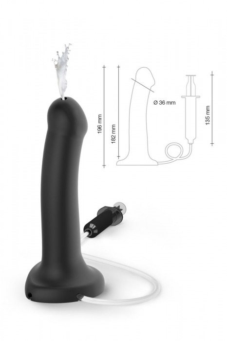 Черный фаллос с имитацией эякуляции Silicon Cum Dildo L - 19,6 см. - Strap-on-me - купить с доставкой в Волгограде