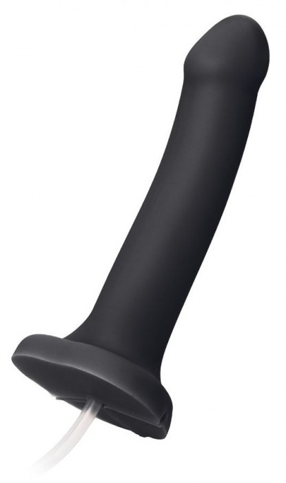 Черный фаллос с имитацией эякуляции Silicon Cum Dildo L - 19,6 см. - Strap-on-me - купить с доставкой в Волгограде