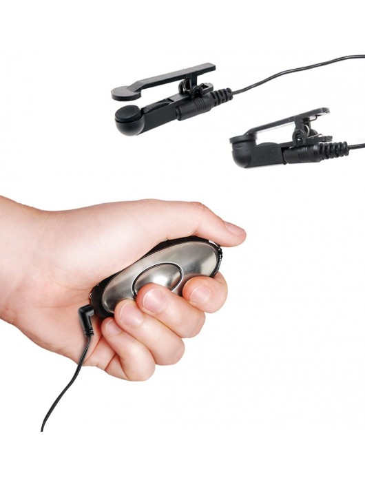 Черные электрические зажимы для сосков Shock Therapy Nipple Clamps - Pipedream - купить с доставкой в Волгограде