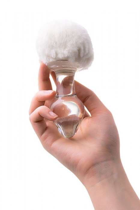 Стеклянная анальная втулка с хвостиком - 9,5 см. - Sexus - купить с доставкой в Волгограде