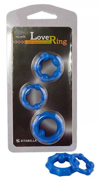 Набор из 3 синих рельефных эрекционных колец - Sitabella - в Волгограде купить с доставкой