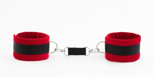 Красно-черные наручники My rules на сцепке - БДСМ Арсенал - купить с доставкой в Волгограде