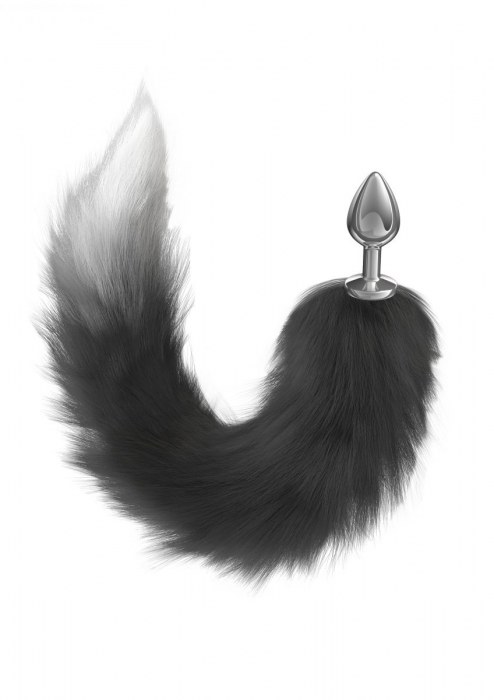 Серебристая анальная пробка с черным хвостом Galaxy - Lola Games - купить с доставкой в Волгограде