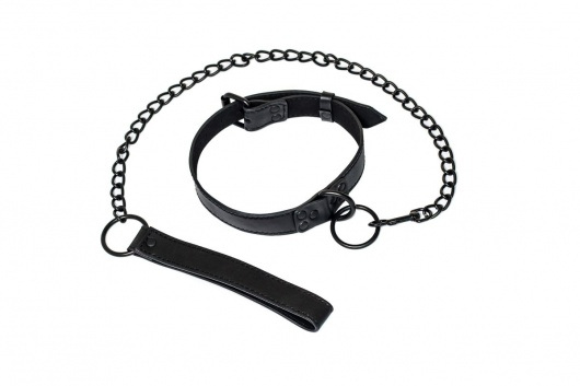 Черный ошейник Sin с поводком - Lola Games - купить с доставкой в Волгограде