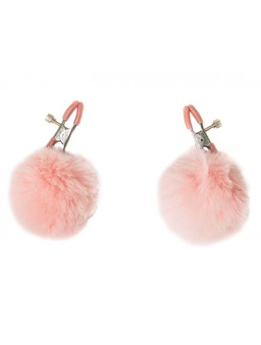 Зажимы на соски Angelic с розовыми меховыми шариками - Lola Games - купить с доставкой в Волгограде