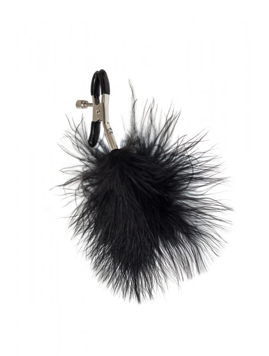 Зажимы на соски с черным пухом Euphoric - Lola Games - купить с доставкой в Волгограде