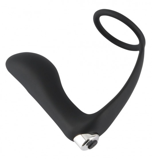 Черное эрекционное кольцо с анальной вибропробкой Vibrating Ring   Plug - Orion - в Волгограде купить с доставкой