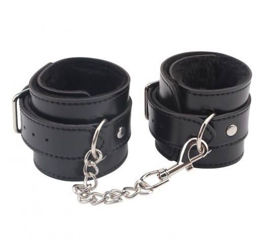 Черные оковы на ноги Obey Me Leather Ankle Cuffs - Chisa - купить с доставкой в Волгограде
