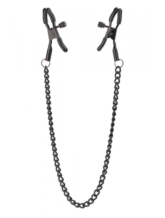 Черные зажимы на соски на цепочке BLAZE DELUXE NIPPLE CLAMPS - Dream Toys - купить с доставкой в Волгограде