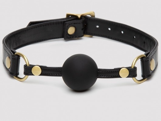 Черный кляп-шар Bound to You Faux Leather Ball Gag - Fifty Shades of Grey - купить с доставкой в Волгограде