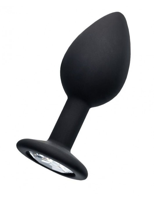 Черная анальная втулка с прозрачным стразом - 7,2 см. - POPO Pleasure - купить с доставкой в Волгограде