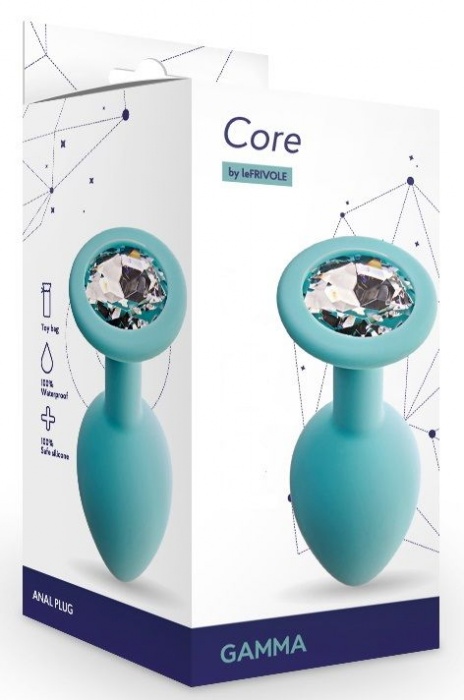 Аквамариновая анальная пробка с прозрачным кристаллом Gamma M - 8,1 см. - Le Frivole - купить с доставкой в Волгограде