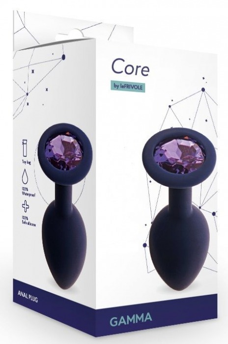 Черничная анальная пробка с фиолетовым кристаллом Gamma M - 8,1 см. - Le Frivole - купить с доставкой в Волгограде
