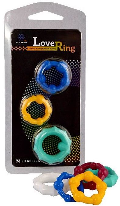 Набор из 3 цветных эрекционных колец Love Ring - Sitabella - в Волгограде купить с доставкой