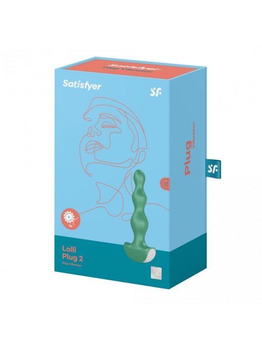 Зеленая анальная пробка с вибрацией Lolli Plug 2 - 14 см. - Satisfyer