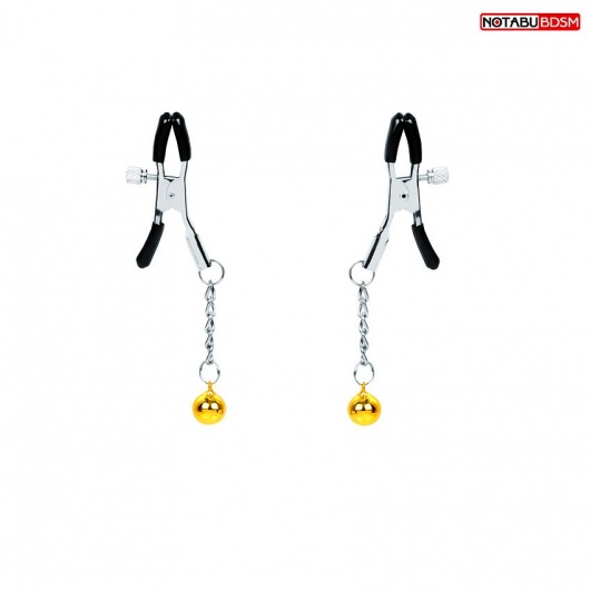 Оригинальные зажимы на соски с желтыми шариками - Notabu - купить с доставкой в Волгограде