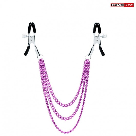 Оригинальные зажимы на соски с тройной розовой цепочкой - Notabu - купить с доставкой в Волгограде