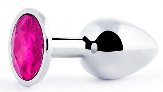 Серебристая анальная пробка с малиновым кристаллом - 7,2 см. - Anal Jewelry Plug - купить с доставкой в Волгограде