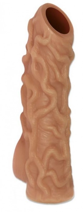 Телесная насадка с венками и открытой головкой Nude Sleeve M - 12 см. - KOKOS - в Волгограде купить с доставкой