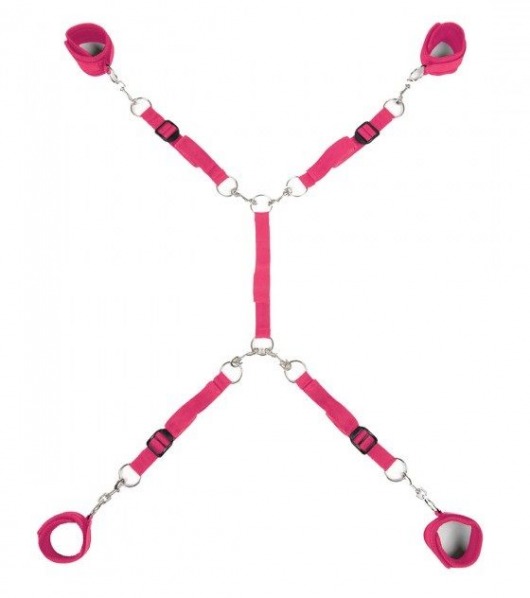 Ярко-розовый набор фиксаций на кровати Classic Bed Spreader - Lux Fetish - купить с доставкой в Волгограде
