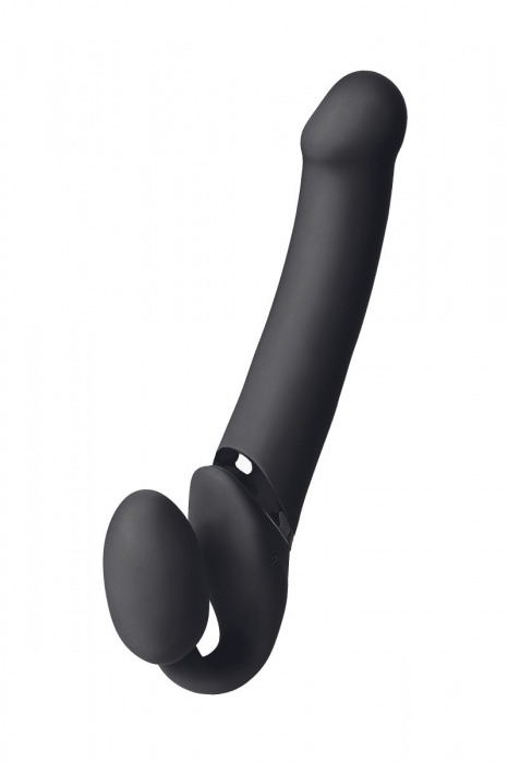 Черный безремневой вибрострапон Vibrating Bendable Strap-On L - Strap-on-me - купить с доставкой в Волгограде