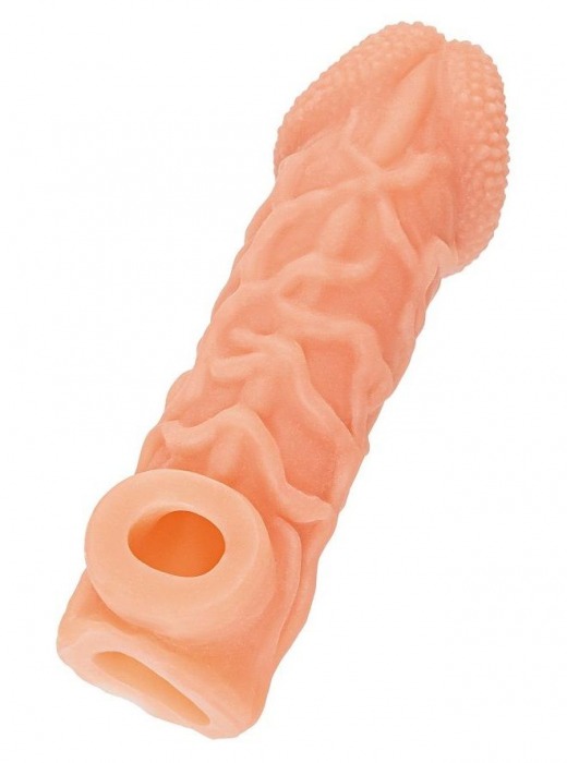 Телесная закрытая насадка с венками Cock Sleeve Size L - 17,6 см. - KOKOS - в Волгограде купить с доставкой