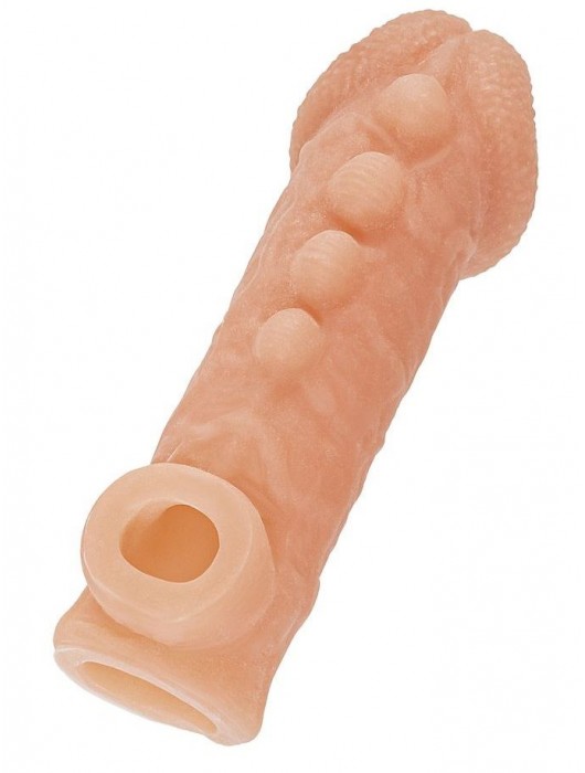 Телесная закрытая насадка с шишечками Cock Sleeve Size S - 13,8 см. - KOKOS - в Волгограде купить с доставкой